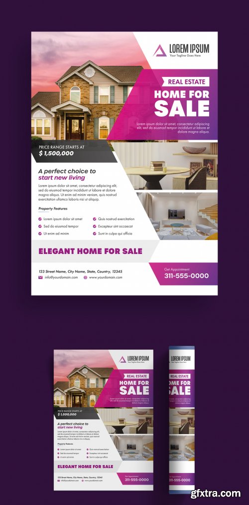 Flyer Layout with Purple Gradient Elements 315762477