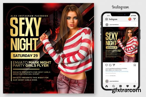 CreativeMarket - Sexy Night Girl Flyer 4452228