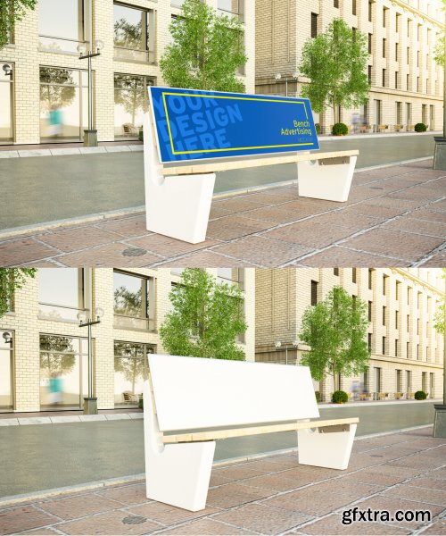 Advertising Bench on a Street Mockup 271309894