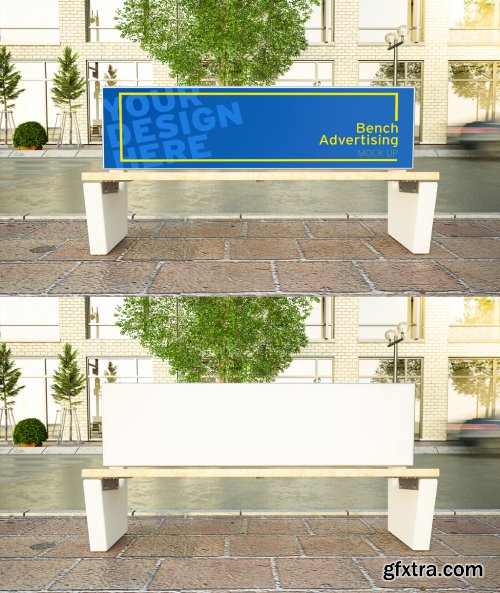 Advertising Bench on a Street Mockup 271309870
