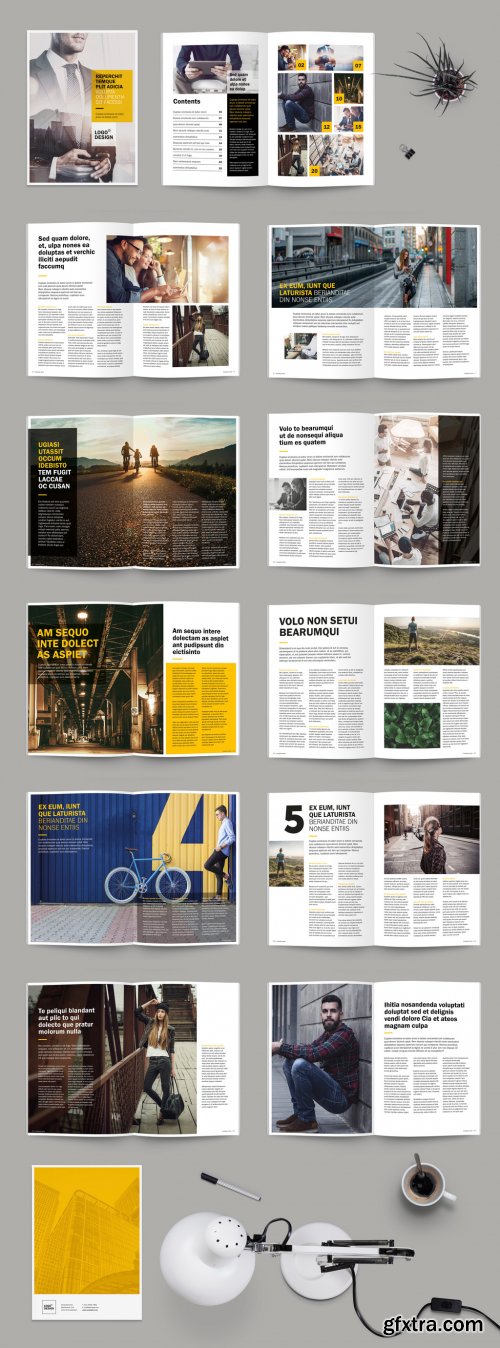Brochure Magazine Layout with Yellow Accents 230892128