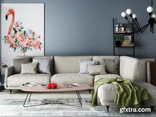 Nordic Fabric Sofa Decorative set painting combination