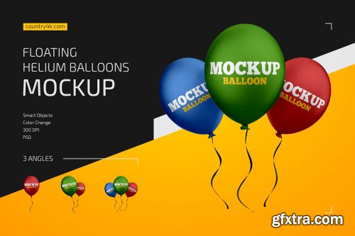 CreativeMarket - Floating Helium Balloons Mockup Set 4358135