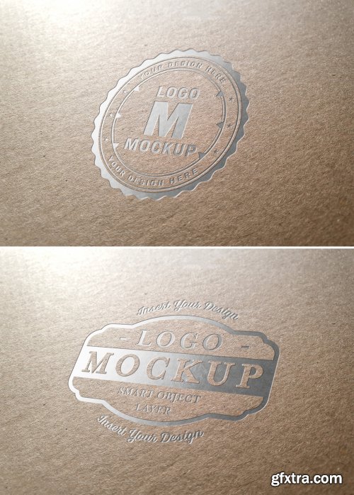 Metallic Logo Mockup on Cardboard Texture 318694232