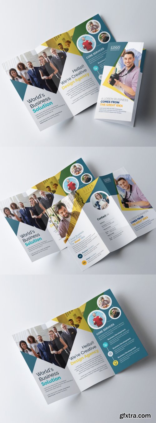 Trifold Brochure Layout with Multiple Color Accents 317788266