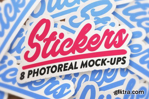 CreativeMarket - 8 Sticker & logo mock bundle 2410625
