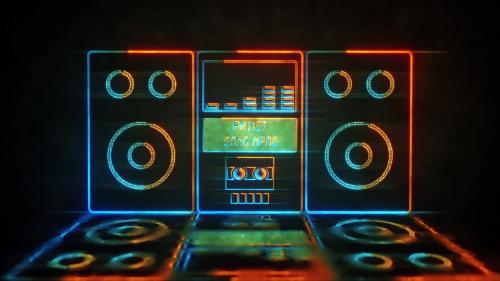MotionElements - Radio Cassette Neon Music Visualizer - 14035408