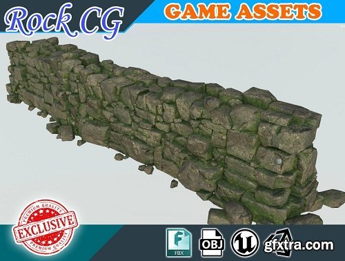 Low poly Stone Wall 3D Model