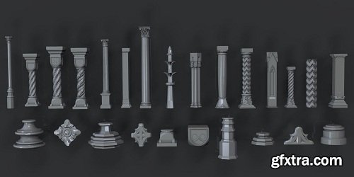 Collection Pillar Low-poly 3D model