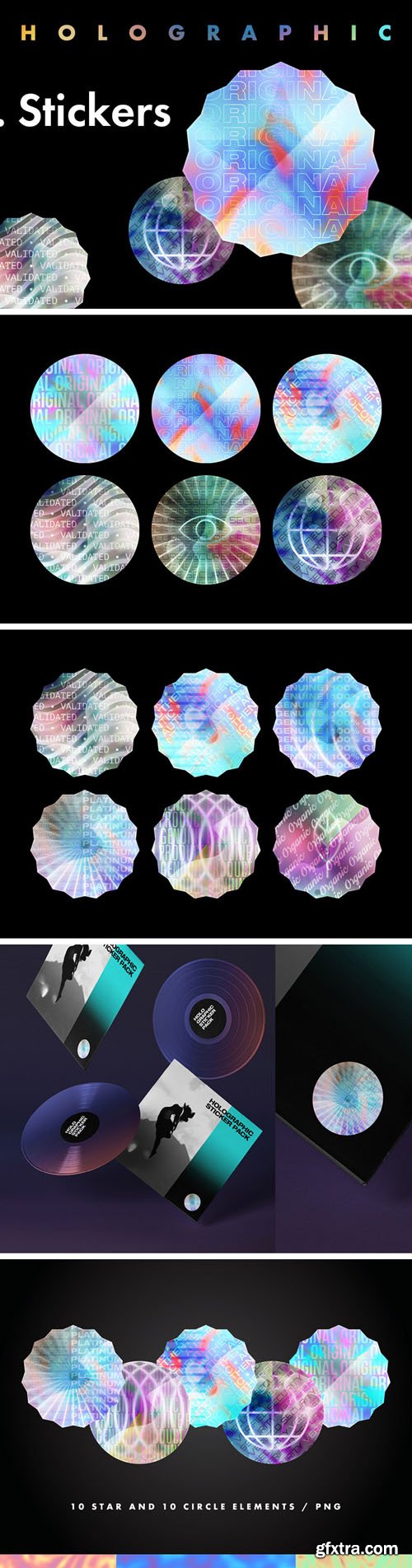 Holographic Stickers in PNG
