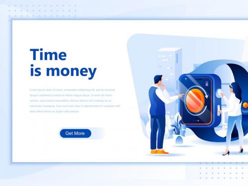 Time Is Money Flat Landing Page Header