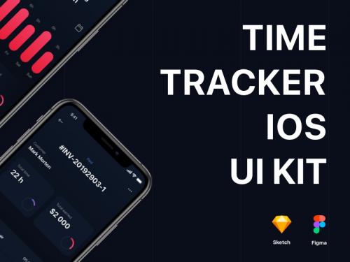 Timetracker iOS UI Kit Dark