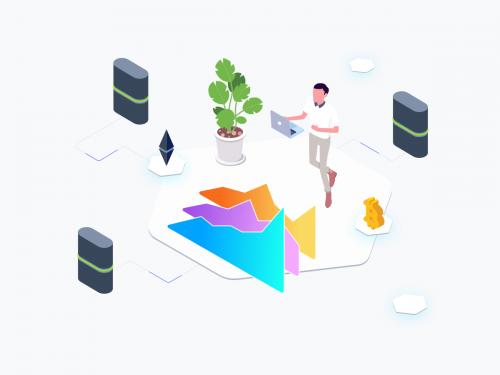 Trade Cryptocurrency Lab Isometric Graphic