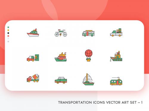 TRANSPORTATION ICONS VECTOR ART SET - 1