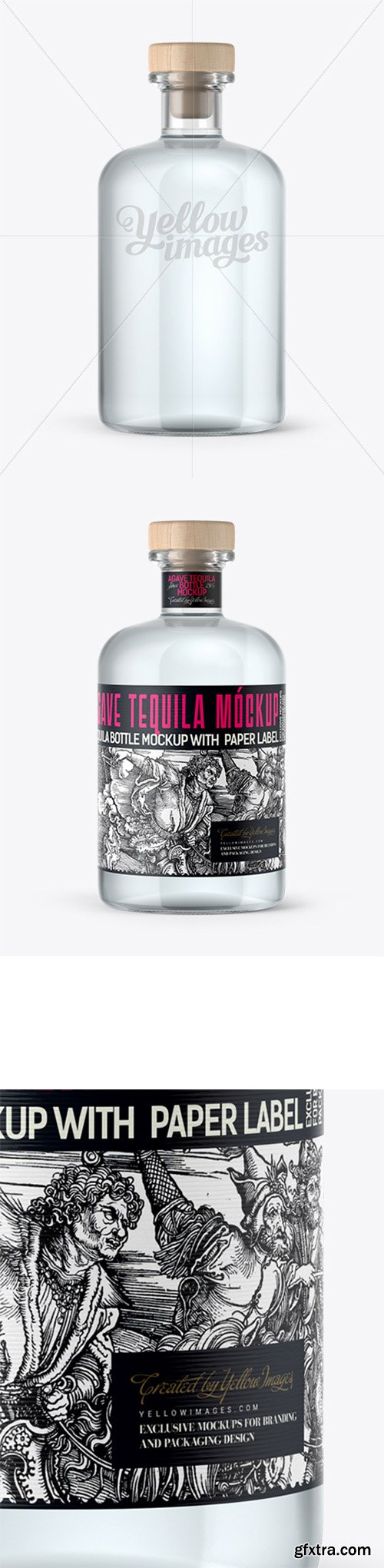 Clear Glass Silver Tequila Bottle Mockup 13079