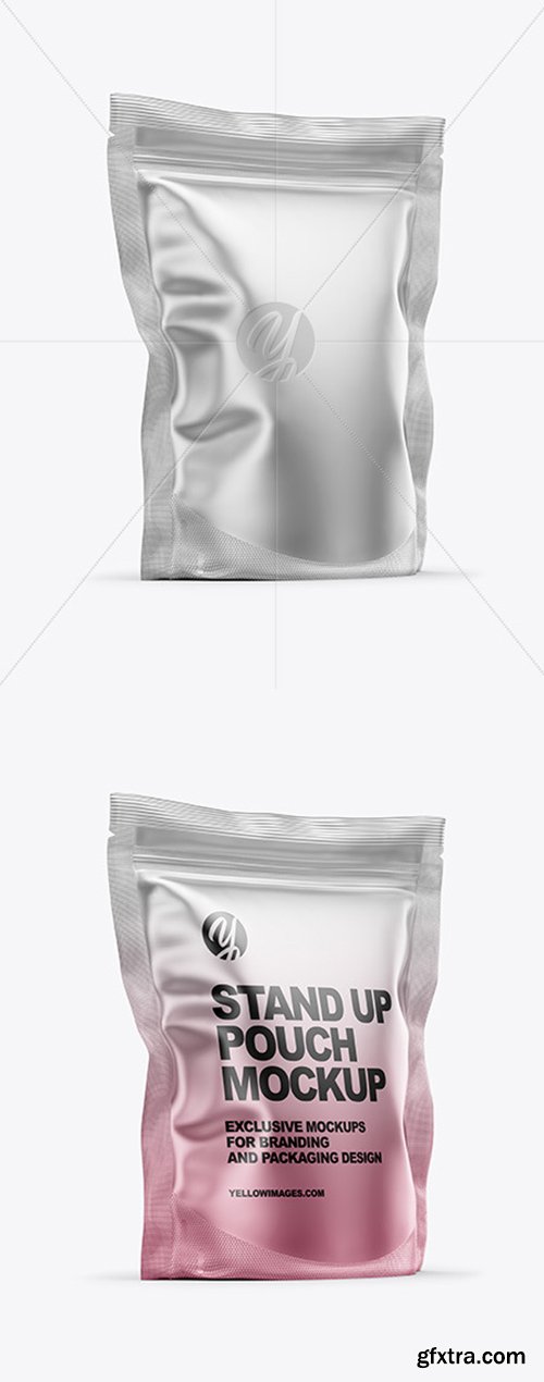Matte Metallic Stand Up Pouch Bag Mockup 54841