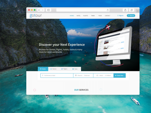 Travel & Tour Agency-Travel Online Hotel Homes Flights Booking Website Template