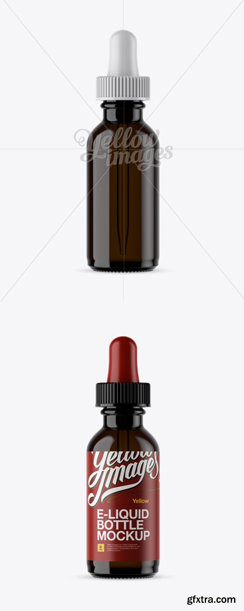 Dark Amber Glass E-Liquid Bottle Mockup 13995