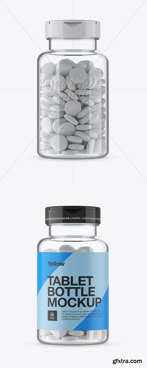 Clear Pill Bottle Mockup - Front View 14016