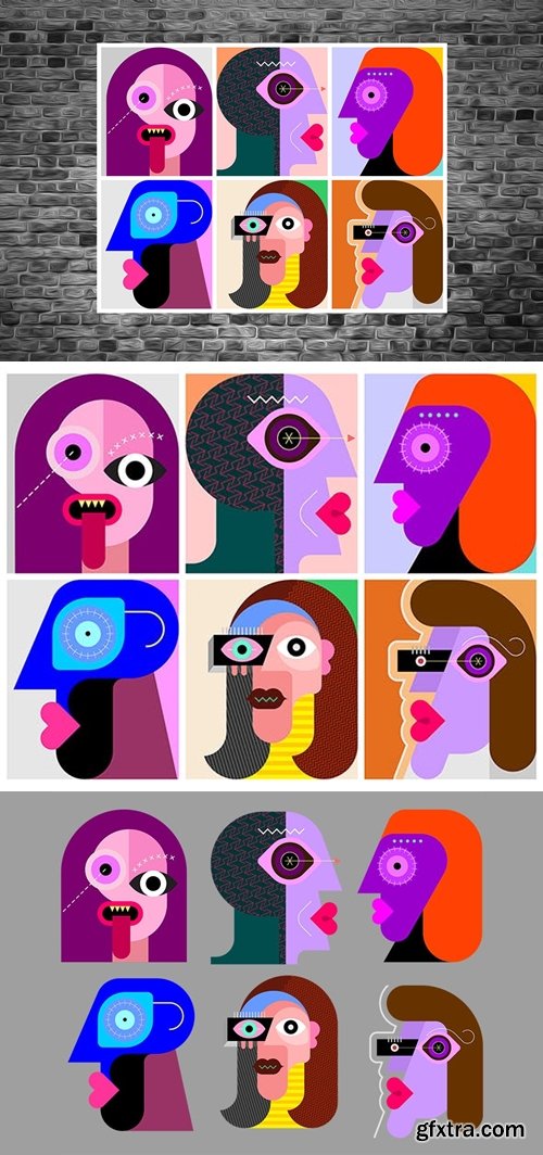 6 Faces / 6 Persons vector design