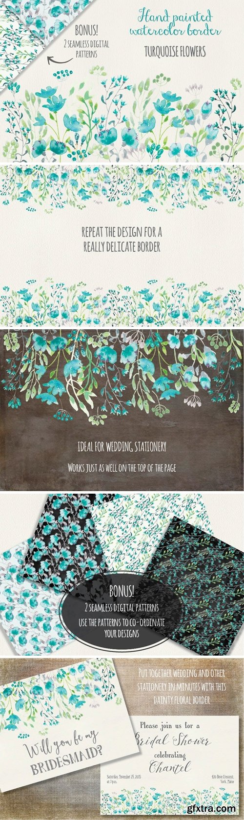 Turquoise Floral Border