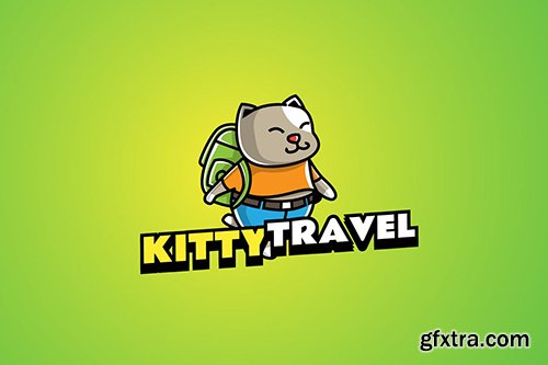 kitty travel - Mascot Logo