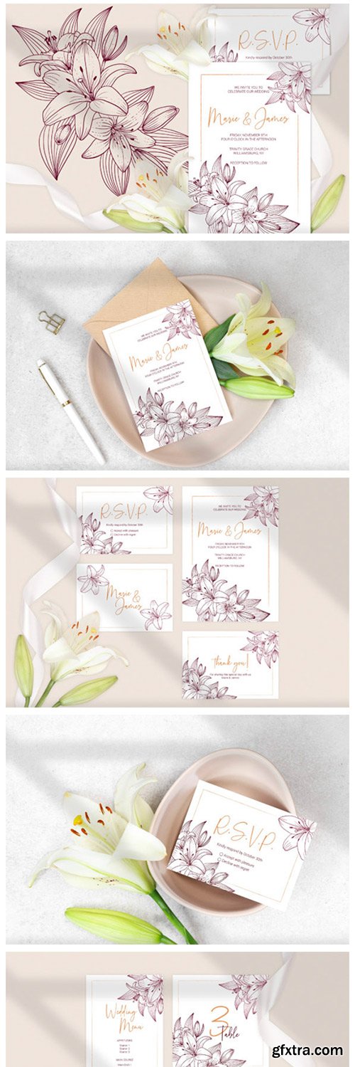Lilies Wedding Invitation Template Cards 2769493