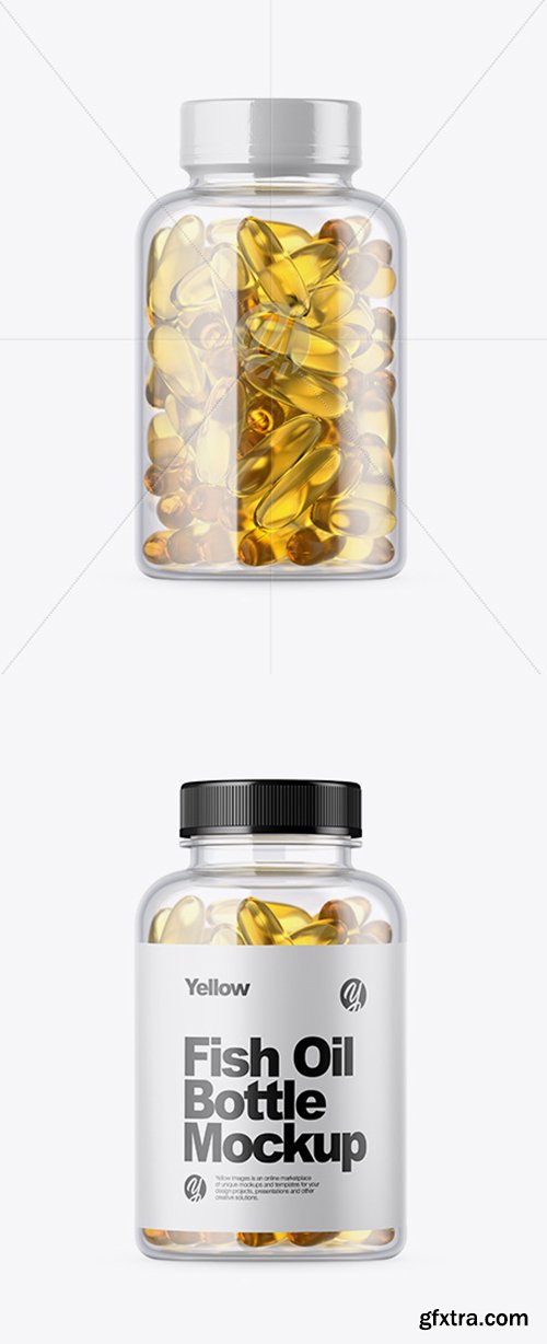 Clear Bottle with Fish Oil Mockup 33899