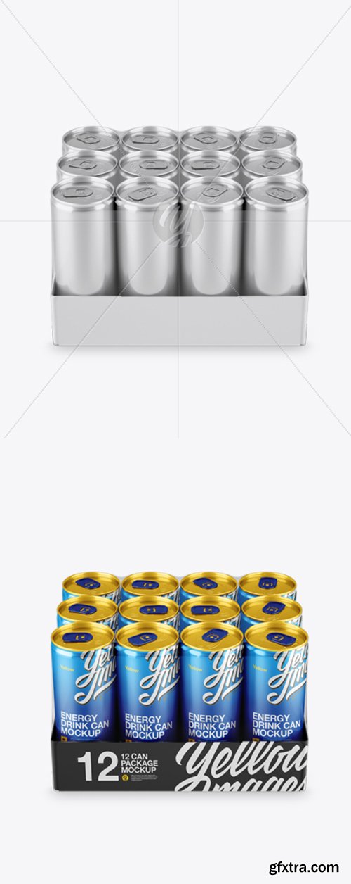 Transparent Pack with 12 Aluminium Cans Mockup (High-Angle Shot) 20362
