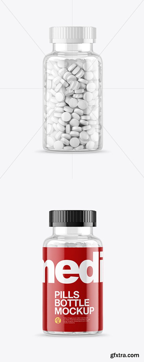 Clear Glass Bottle With Pills Mockup 52807