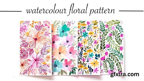 Watercolour floral pattern - Learn and explore 4 unique styles of pattern making