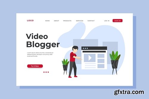 Video Blogger Landing Page Illustration