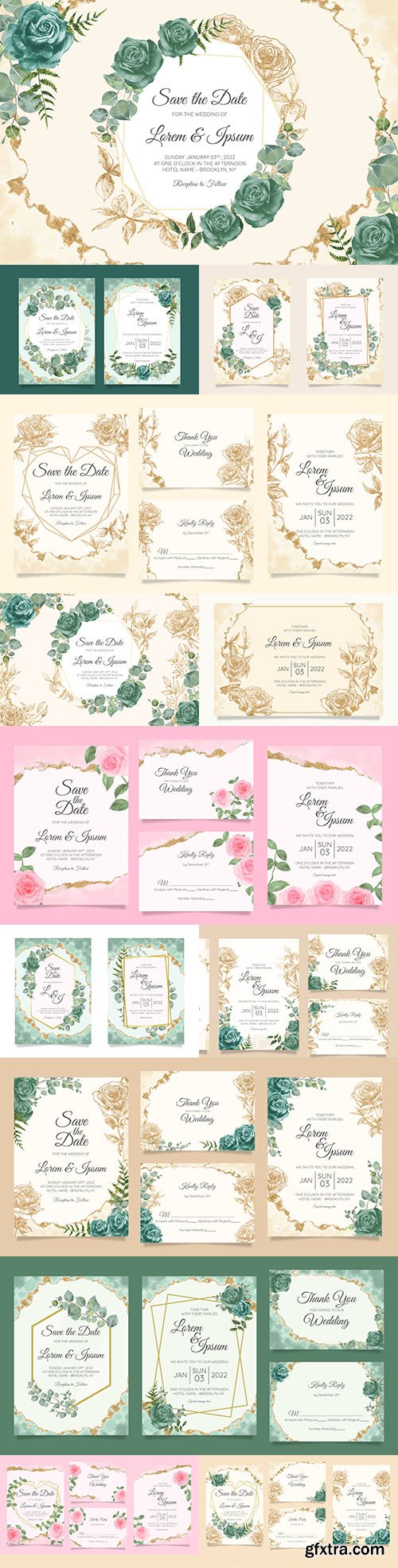 Wedding floral watercolor decorative invitations 21