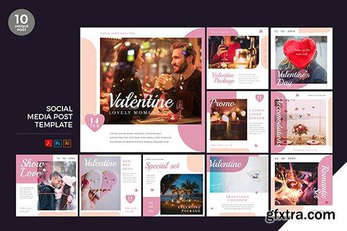 Valentine Social Media Kit PSD & AI Template