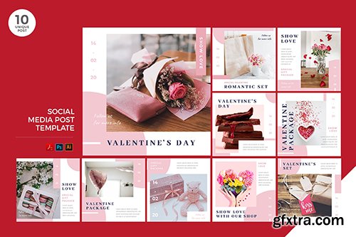 Happy Valentines Day Social Media Kit PSD & AI