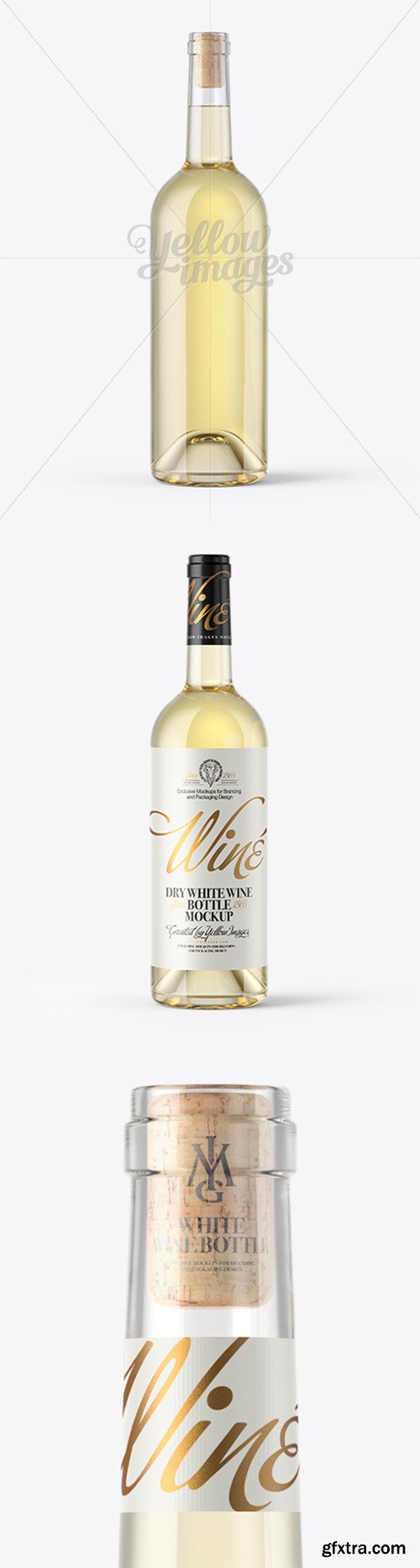 Clear Glass White Wine Bottle With Cork Mockup 16917