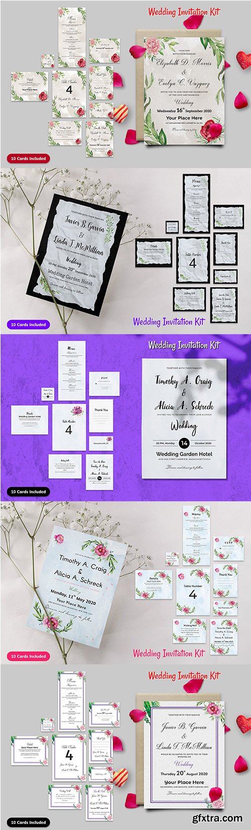 Modern Simple Wedding Invitation Kit with Watercolor Elements
