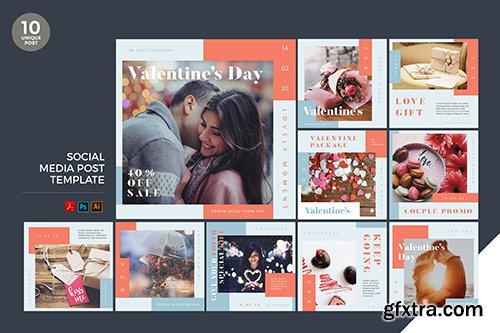Valentines Day Promo Social Media Kit PSD & AI
