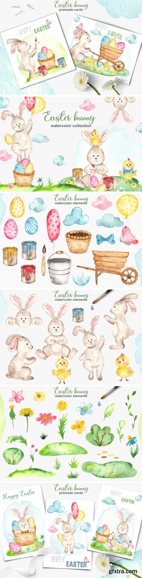 Watercolor Easter Bunny collection