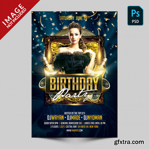 Dark blue birthday party flyer Premium Psd