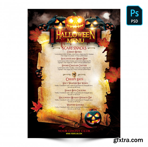 Halloween menu flyer Premium Psd