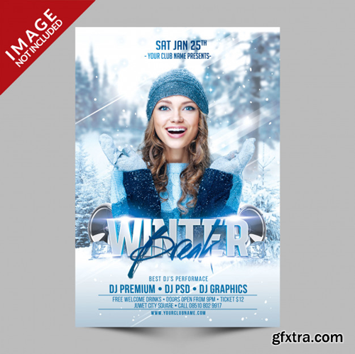 Winter break party flyer template Premium Psd