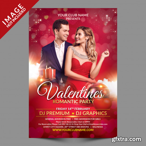 Valentines romantic party flyer premium template Premium Psd