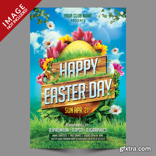 Happy easter day postertemplate Premium Psd