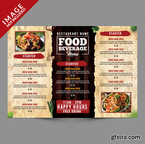 Food and beverage menu trifold brochure template Premium Psd