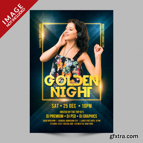 Golden night party flyer premium psd template Premium Psd