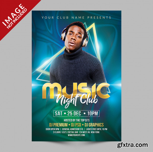 Music night club flyer psd template Premium Psd