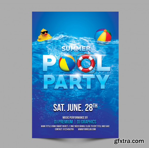 Summer pool party template Premium Psd