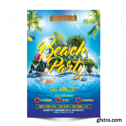 Beach party flyer mockup Premium Psd