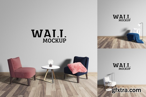 Wall mockup - cute sitting and chatting place Premium Psd